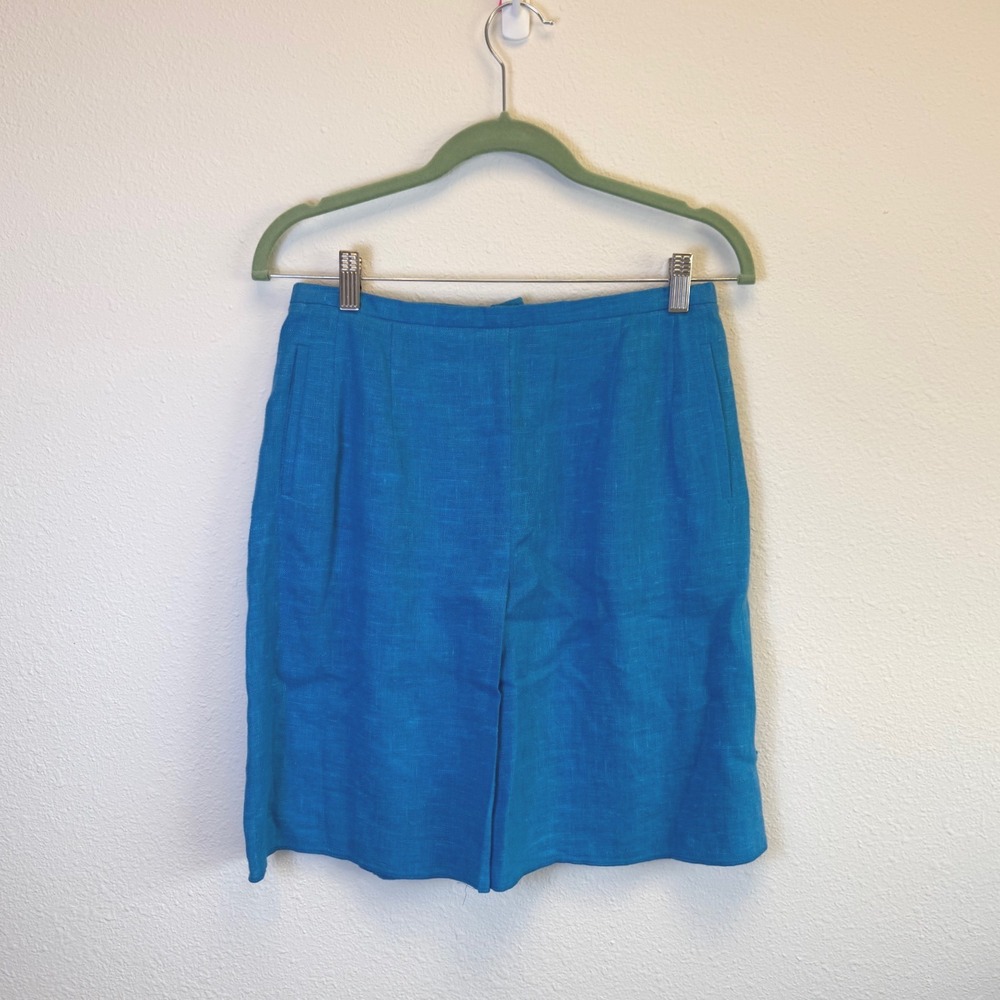 Vtg NWT Harve Benard Linen Blue Pencil Skirt Sz 10 Fits 6/8 Petite Retro Career